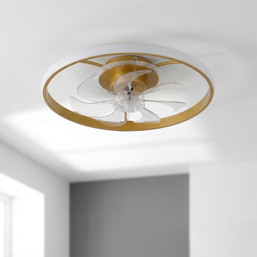 Brilagi - LED димируем таванен вентилатор LED/66W/230V 55 см бял/златист + дистанционно управление