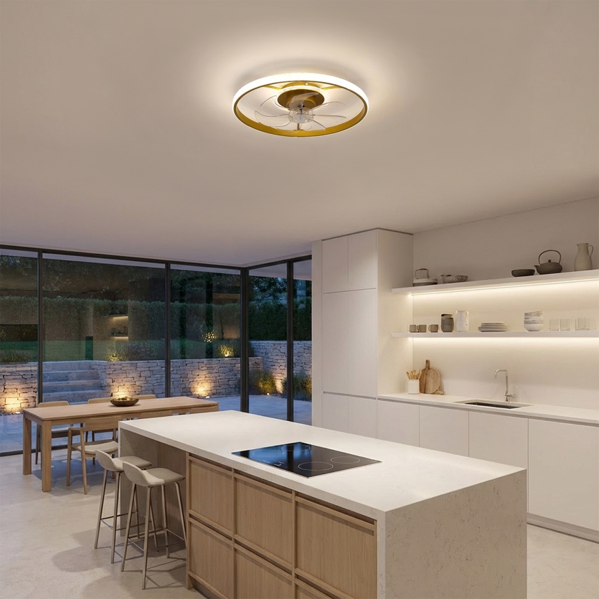 Brilagi - LED димируем таванен вентилатор LED/66W/230V 55 см бял/златист + дистанционно управление