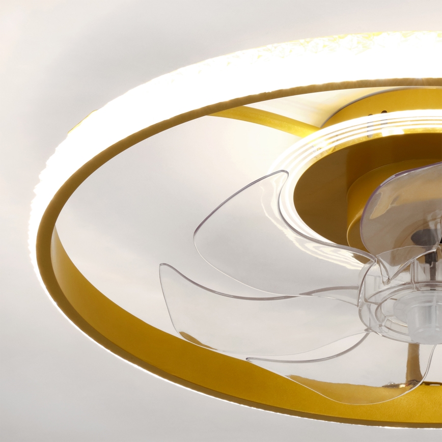 Brilagi - LED димируем таванен вентилатор LED/66W/230V 55 см бял/златист + дистанционно управление
