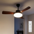 Brilagi - Димируем таванен вентилатор LED/34W/230V 3000-6500K Ø 106 см черен/кафяв + дистанционно управление