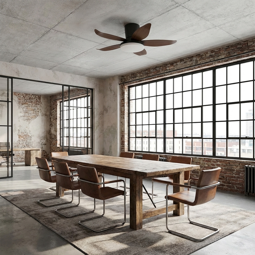 Brilagi - LED димируем таванен вентилатор LED/32W/230V 95 cm черен/кафяв + дистанционно управление