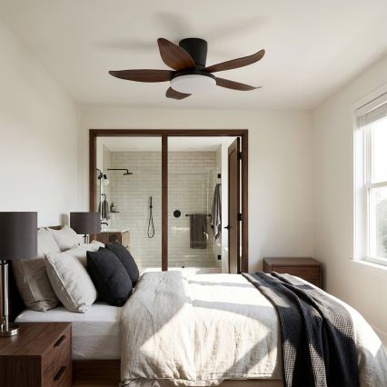 Brilagi - LED димируем таванен вентилатор LED/32W/230V 95 cm черен/кафяв + дистанционно управление