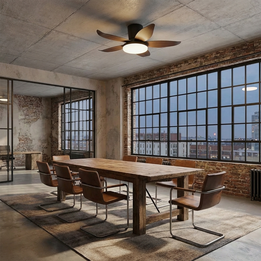 Brilagi - LED димируем таванен вентилатор LED/32W/230V 95 cm черен/кафяв + дистанционно управление