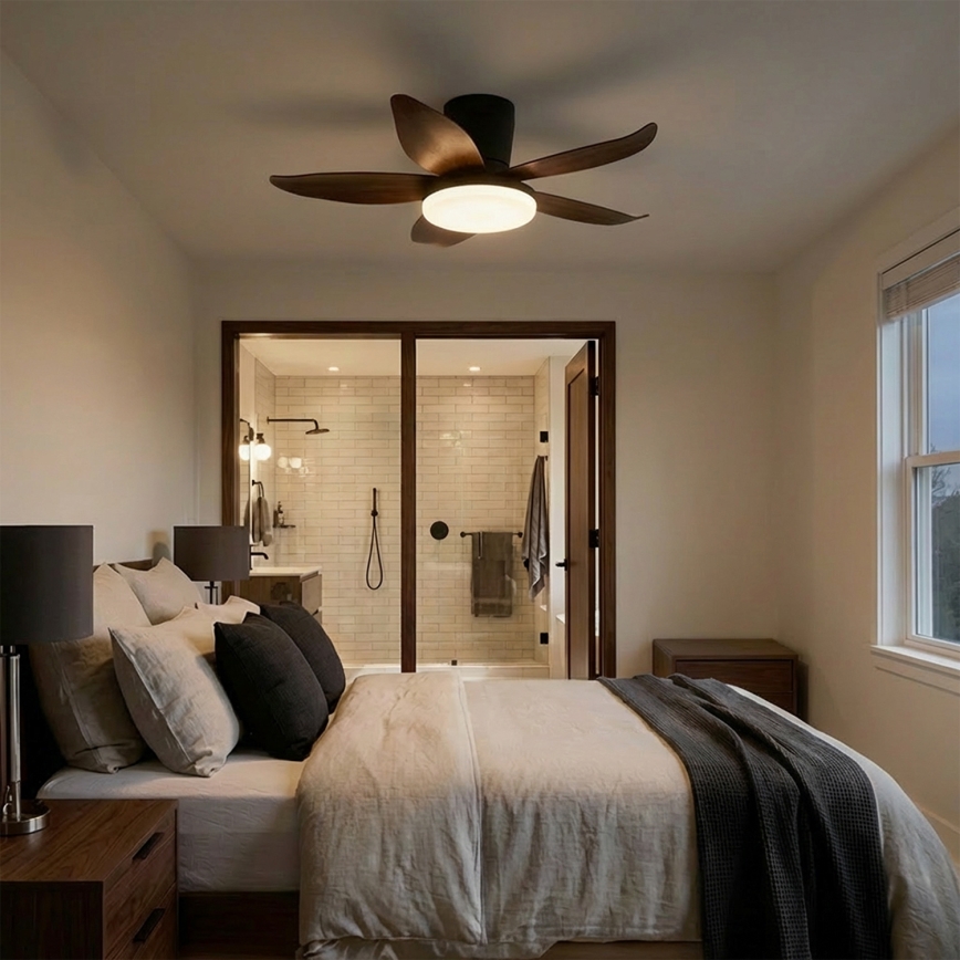 Brilagi - LED димируем таванен вентилатор LED/32W/230V 95 cm черен/кафяв + дистанционно управление