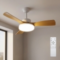 Brilagi - Димируем таванен вентилатор с LED, 34 W, 230 V, 3000-6500 K, Ø 106 см, бял/кафяв + дистанционно управление