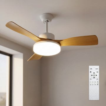 Brilagi - Димируем таванен вентилатор с LED, 34 W, 230 V, 3000-6500 K, Ø 106 см, бял/кафяв + дистанционно управление