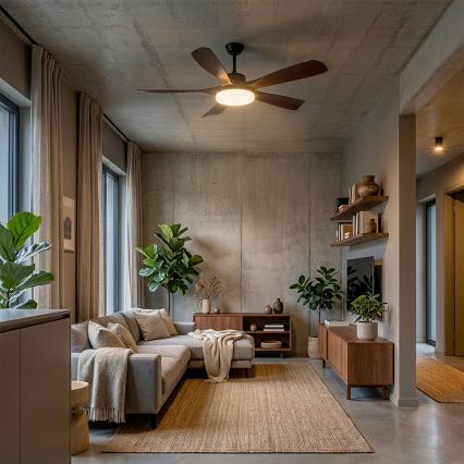 Brilagi - LED таванен вентилатор с възможност за димиране LED/34W/230V 132 cm черен/кафяв + дистанционно управление