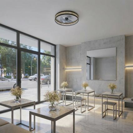 Brilagi - LED димируем таванен вентилатор LED/34W/230V 50 см черен/златист + дистанционно управление