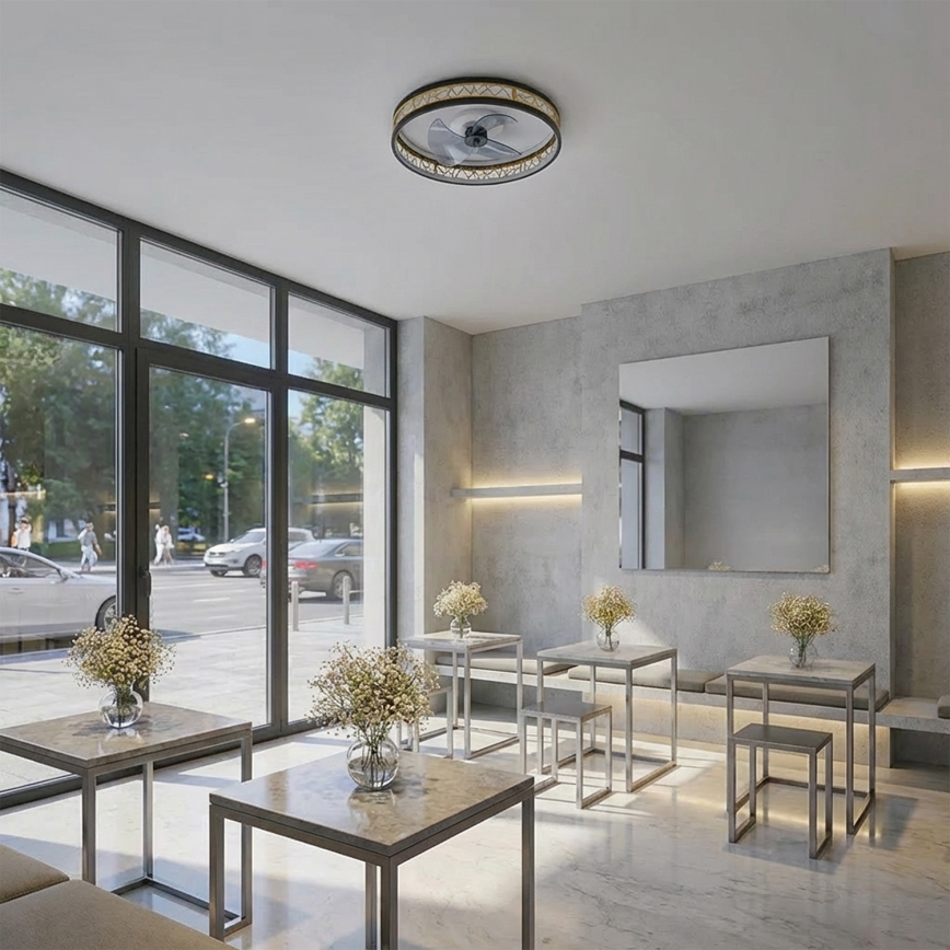 Brilagi - LED димируем таванен вентилатор LED/34W/230V 50 см черен/златист + дистанционно управление