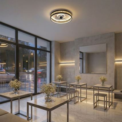 Brilagi - LED димируем таванен вентилатор LED/34W/230V 50 см черен/златист + дистанционно управление