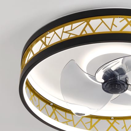 Brilagi - LED димируем таванен вентилатор LED/34W/230V 50 см черен/златист + дистанционно управление