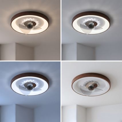 Brilagi - LED димируем таванен вентилатор LED/34W/230V Ø 46 см кафяв + дистанционно управление