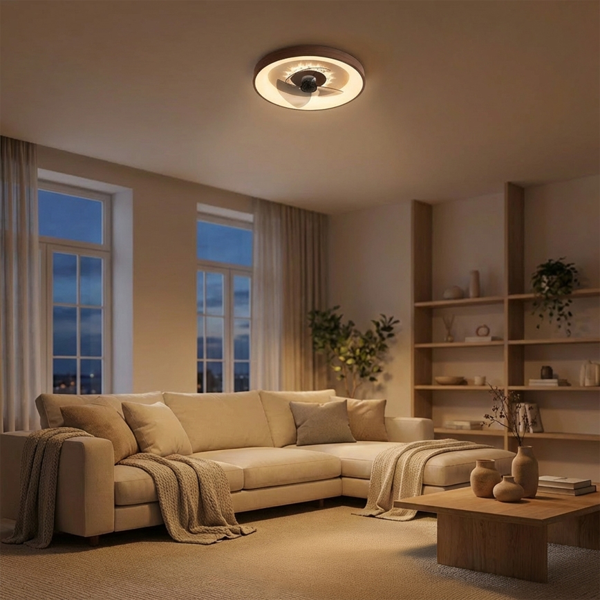 Brilagi - LED димируем таванен вентилатор LED/34W/230V Ø 46 см кафяв + дистанционно управление