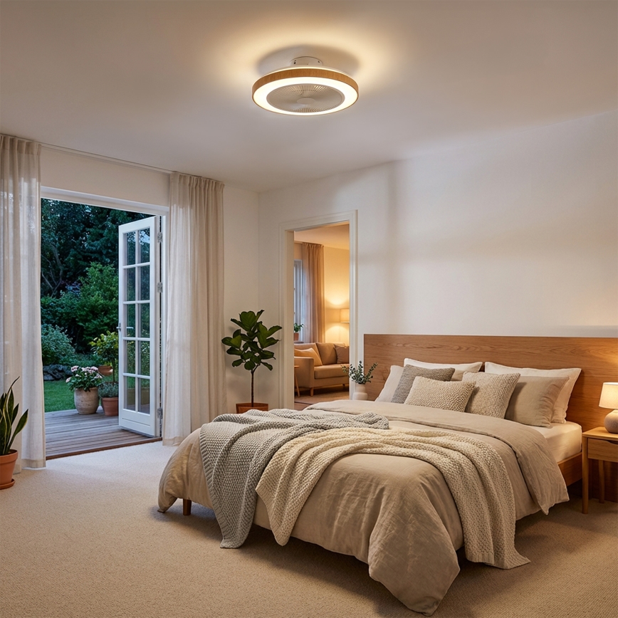 Brilagi - LED димируем таванен вентилатор LED/38W/230V 50 cm бял/кафяв + дистанционно управление