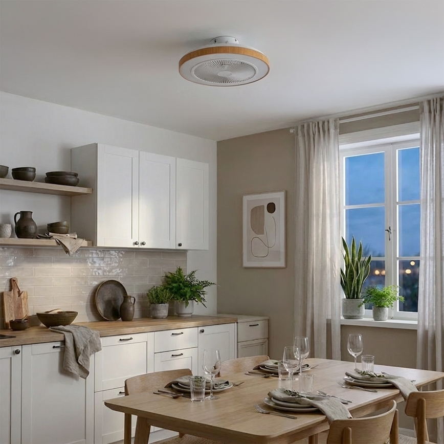 Brilagi - LED димируем таванен вентилатор LED/38W/230V 50 cm бял/кафяв + дистанционно управление