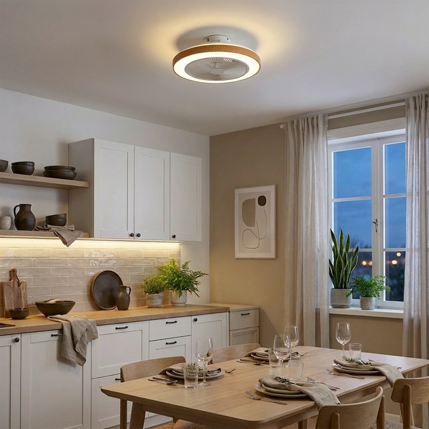 Brilagi - LED димируем таванен вентилатор LED/38W/230V 50 cm бял/кафяв + дистанционно управление