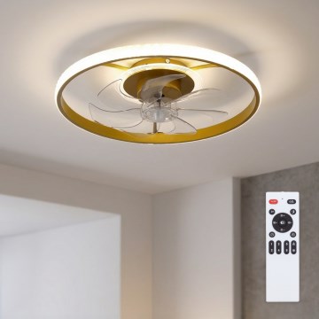 Brilagi - Димируем таванен вентилатор с LED/66W/230V 3000-6500K Ø 55 см бял/златист + дистанционно управление