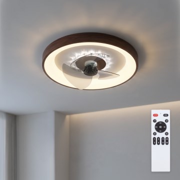 Brilagi - Димируем таванен вентилатор с вградена LED, 34 W, 230 V, 3000–6500 K, Ø 46 см, кафяв + дистанционно управление