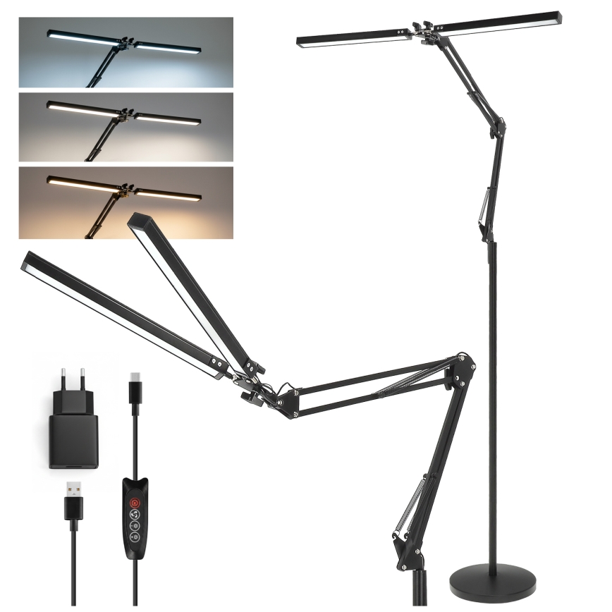 Brilagi - LED димируема гъвкава подова лампа VARIO LED/14W/230V 3000-6000K 157 cm черна