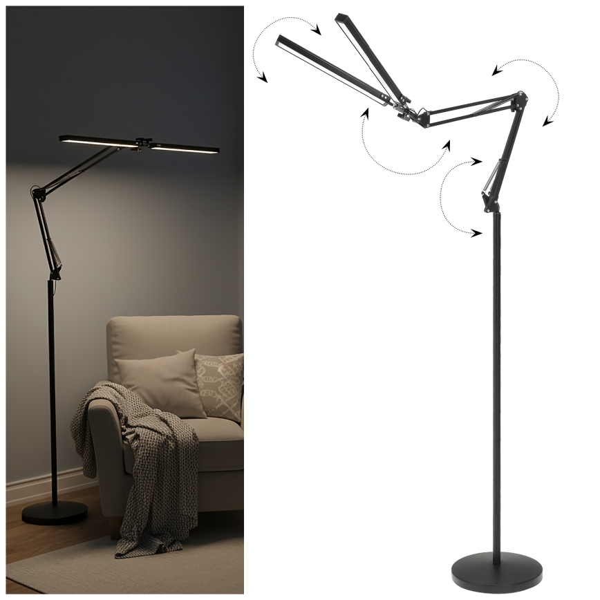 Brilagi - LED димируема гъвкава подова лампа VARIO LED/14W/230V 3000-6000K 157 cm черна