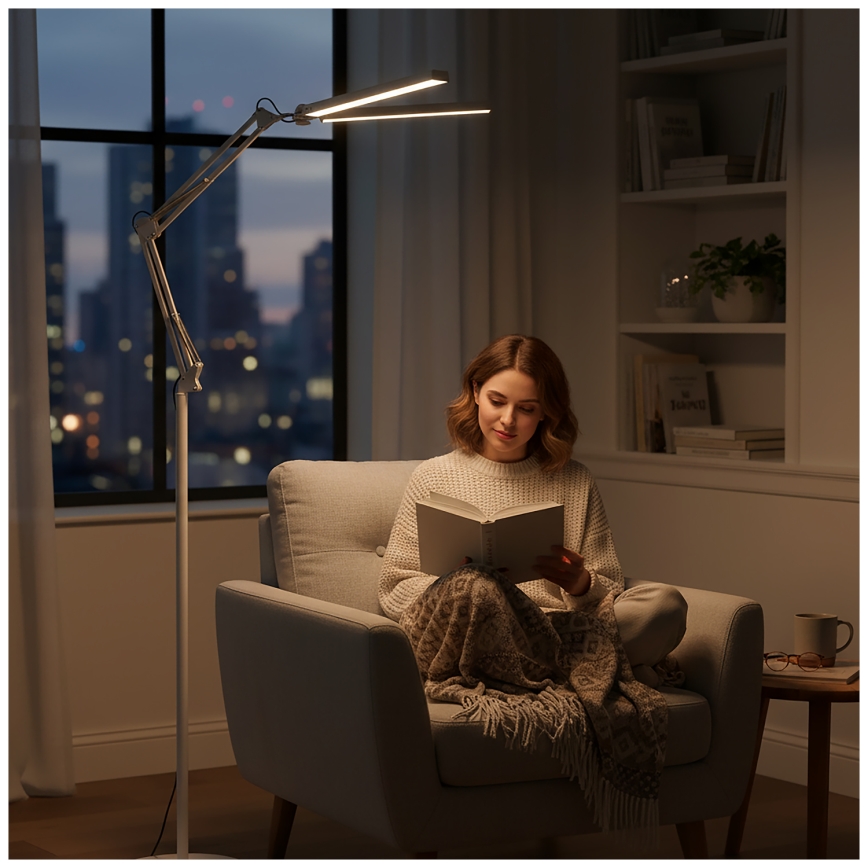 Brilagi - Димируема LED гъвкава подова лампа VARIO LED/14W/230V 3000-6000K 157 cm бяла