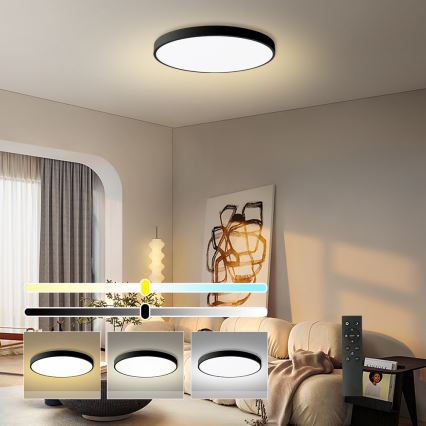 Brilagi - LED димируемо таванно осветително тяло POOL SMART LED/180W/230V 3000-6000K Ø 120 см Wi-Fi Tuya черно + дистанционно управление