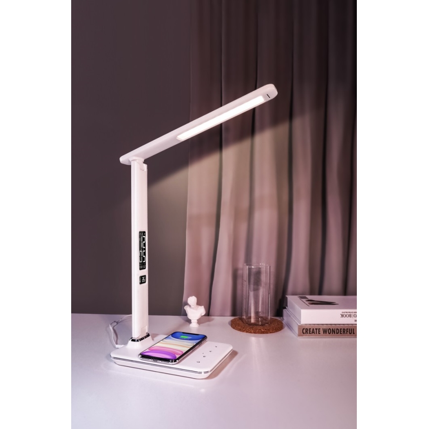 Brilagi - димируема LED настолна лампа с безжично зареждане QI и USB REGINA LED/8,5W/230V бяла