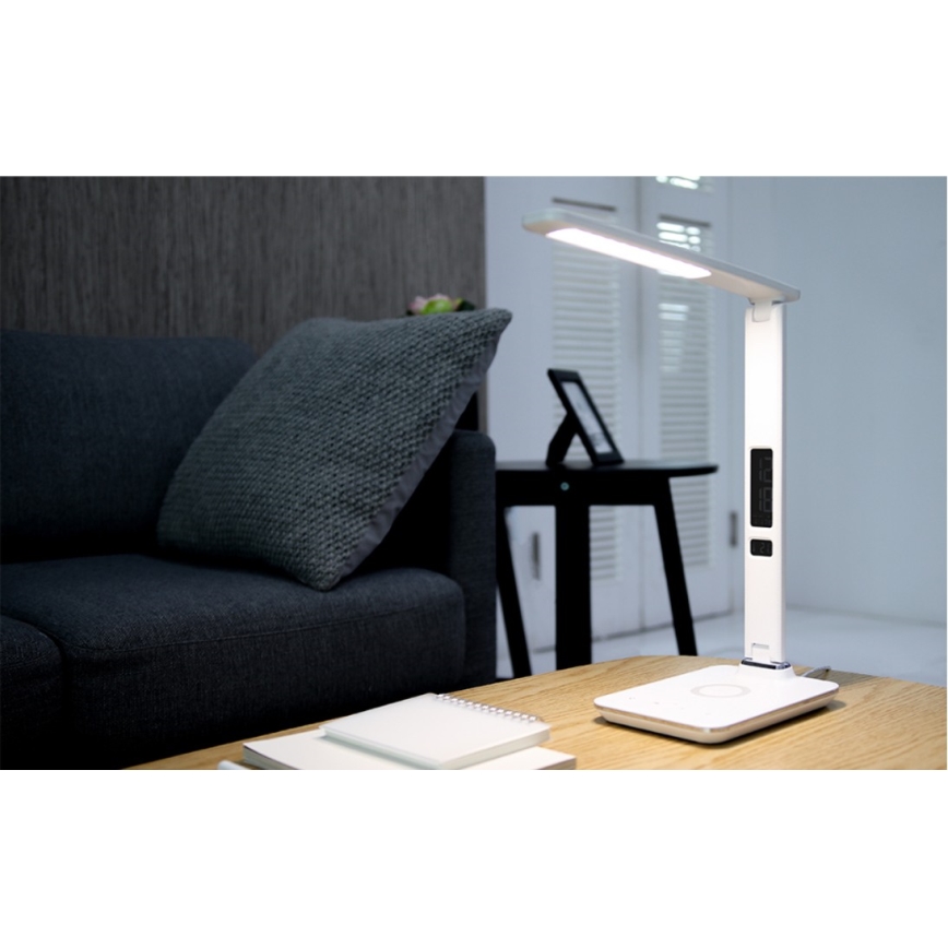 Brilagi - димируема LED настолна лампа с безжично зареждане QI и USB REGINA LED/8,5W/230V бяла