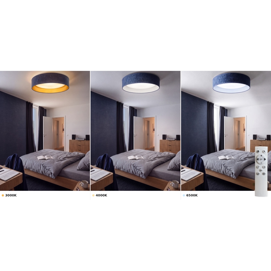Brilagi - димируема LED таванна лампа VELVET SMART VARI LED/24W/230V 3000-6500K Ø 45 см синя + дистанционно управление