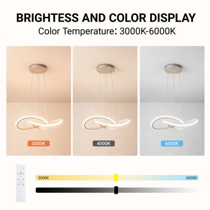 Brilagi - LED димируем полилей на кабел INFINITY LED/55W/230V 3000-6000K 50x50 cm бежов + дистанционно управление