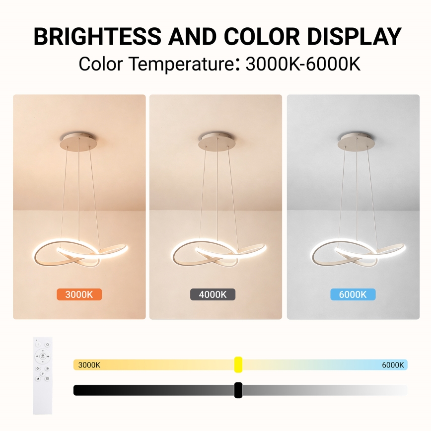 Brilagi - LED димируем полилей на кабел INFINITY LED/55W/230V 3000-6000K 50x50 cm бежов + дистанционно управление