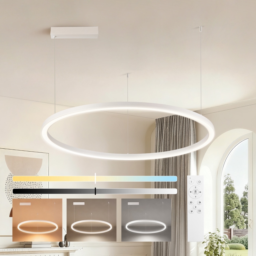 Brilagi - Димируема LED люстра на кабел PORTOFINO LED/60W/230V 3000-6000K Ø 80 см бяла + дистанционно управление