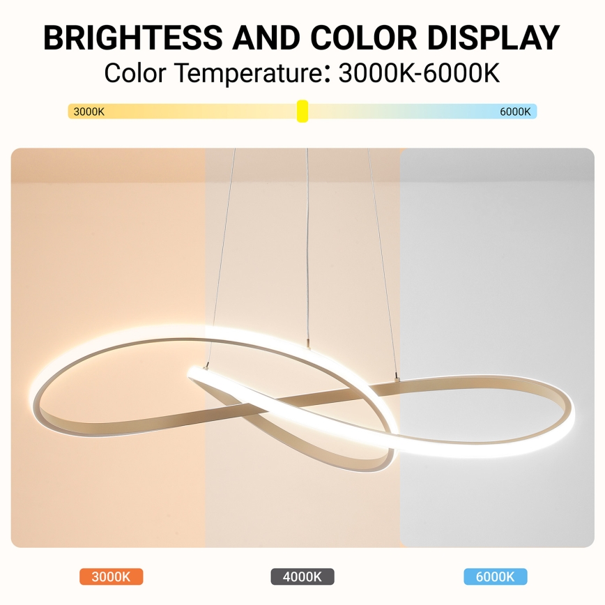 Brilagi - Димируем LED полилей на кабел INFINITY LED/80W/230V 3000-6000K 80x80 cm бежов + дистанционно управление