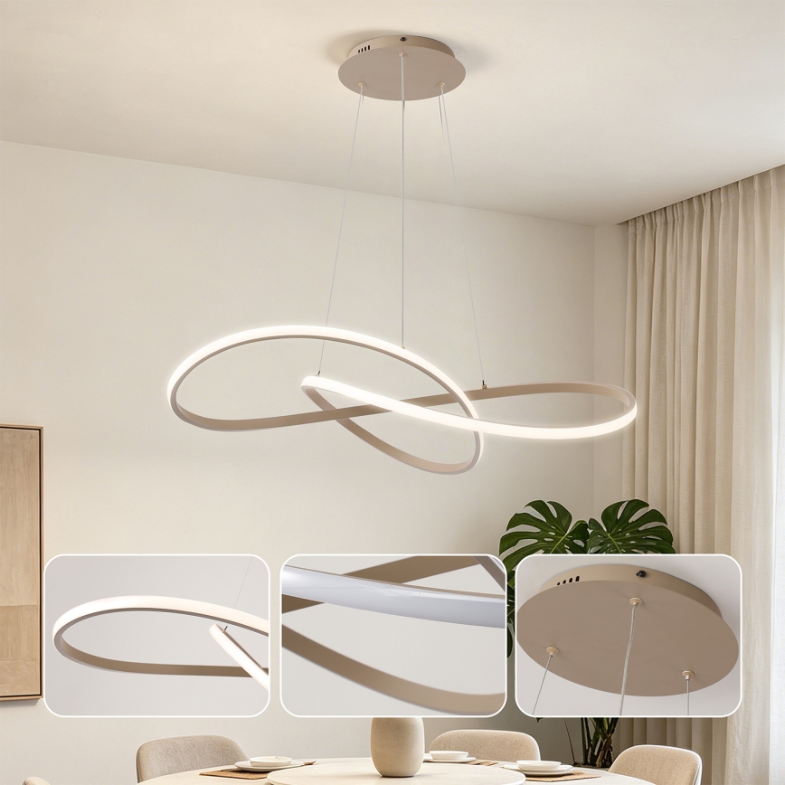 Brilagi - Димируем LED полилей на кабел INFINITY LED/80W/230V 3000-6000K 80x80 cm бежов + дистанционно управление