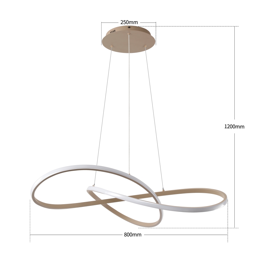 Brilagi - Димируем LED полилей на кабел INFINITY LED/80W/230V 3000-6000K 80x80 cm бежов + дистанционно управление
