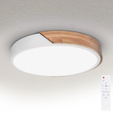 Brilagi - Димируема LED плафон PILANA LED/48W/230V дъб/бял Ø 40 cm + дистанционно управление