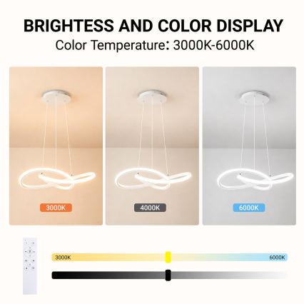 Brilagi - LED димируем полилей на кабел INFINITY LED/55W/230V 3000-6000K 50x50 cm бял + дистанционно управление
