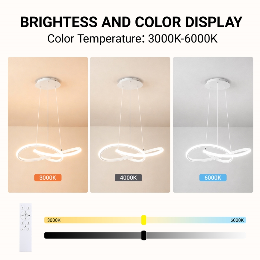 Brilagi - LED димируем полилей на кабел INFINITY LED/55W/230V 3000-6000K 50x50 cm бял + дистанционно управление