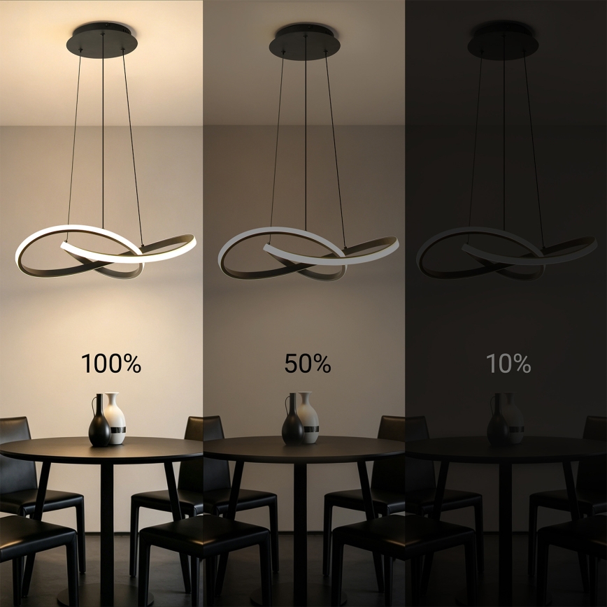 Brilagi - LED полилей на кабел INFINITY, с възможност за димиране, LED/55W/230V, 3000-6000K, 50x50 cm, черен + дистанционно управление