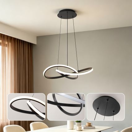 Brilagi - LED полилей на кабел INFINITY, с възможност за димиране, LED/55W/230V, 3000-6000K, 50x50 cm, черен + дистанционно управление