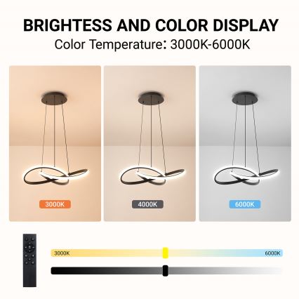 Brilagi - LED полилей на кабел INFINITY, с възможност за димиране, LED/55W/230V, 3000-6000K, 50x50 cm, черен + дистанционно управление