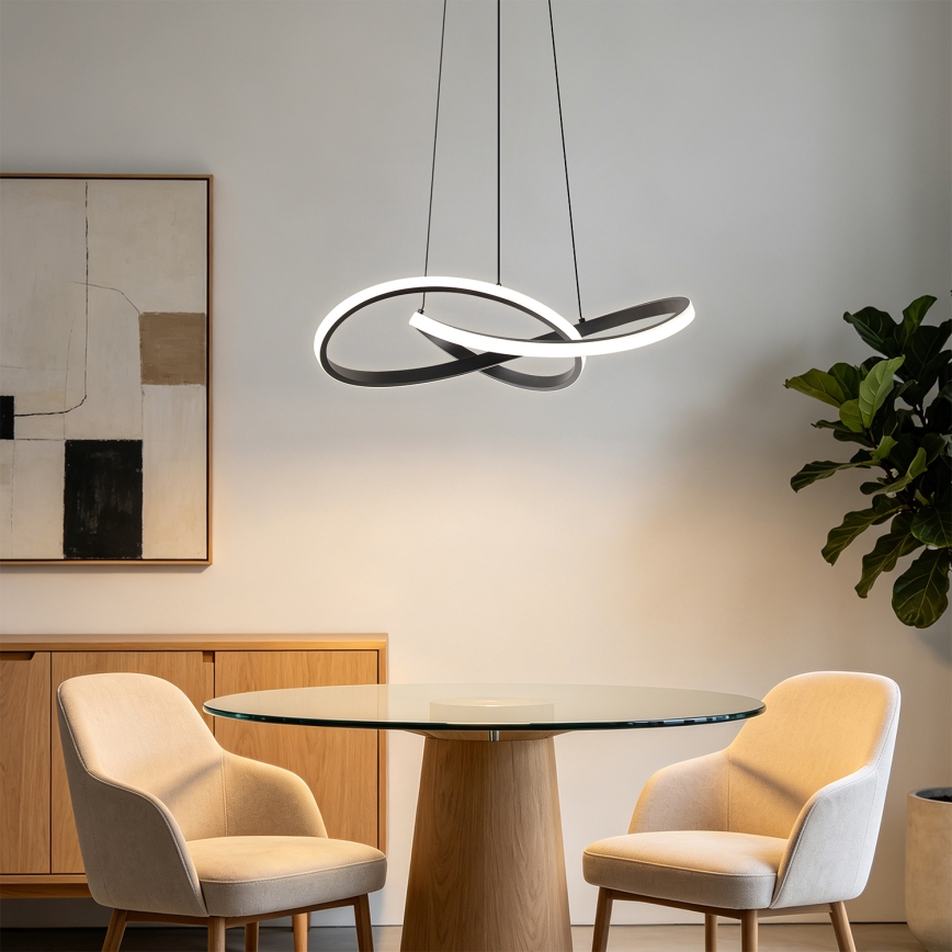Brilagi - LED полилей на кабел INFINITY, с възможност за димиране, LED/55W/230V, 3000-6000K, 50x50 cm, черен + дистанционно управление