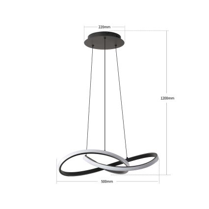 Brilagi - LED полилей на кабел INFINITY, с възможност за димиране, LED/55W/230V, 3000-6000K, 50x50 cm, черен + дистанционно управление