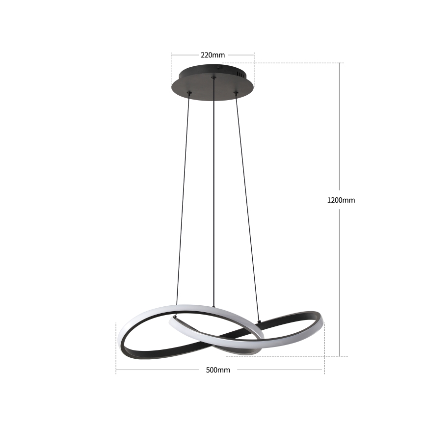 Brilagi - LED полилей на кабел INFINITY, с възможност за димиране, LED/55W/230V, 3000-6000K, 50x50 cm, черен + дистанционно управление