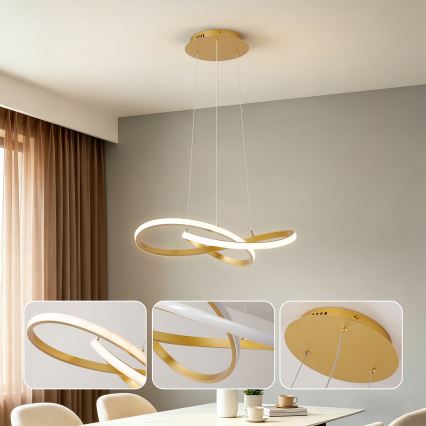 Brilagi - LED полилей на кабел с възможност за димиране INFINITY LED/55W/230V 3000-6000K 50x50 cm златен + дистанционно управление