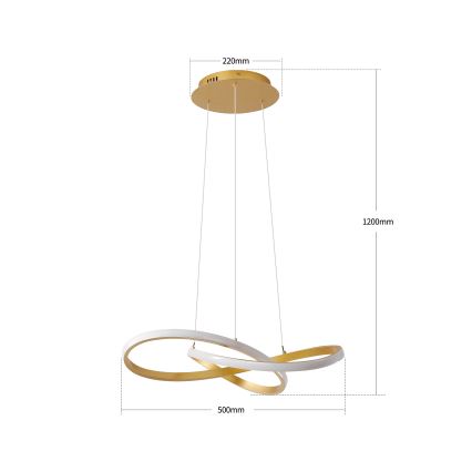 Brilagi - LED полилей на кабел с възможност за димиране INFINITY LED/55W/230V 3000-6000K 50x50 cm златен + дистанционно управление