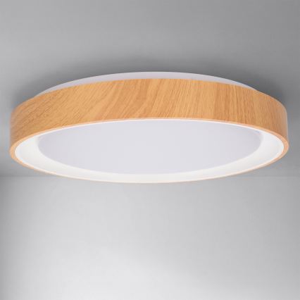 Brilagi - LED димируемо таванно осветително тяло FLOCO LED/48W/230V Ø 40 cm дървесен декор/бял + дистанционно управление