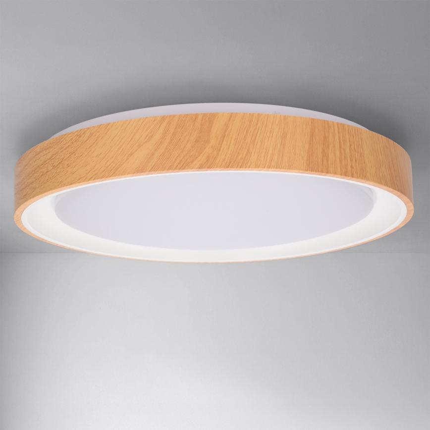 Brilagi - LED димируемо таванно осветително тяло FLOCO LED/48W/230V Ø 40 cm дървесен декор/бял + дистанционно управление