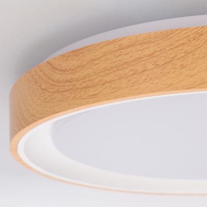 Brilagi - LED димируемо таванно осветително тяло FLOCO LED/48W/230V Ø 40 cm дървесен декор/бял + дистанционно управление