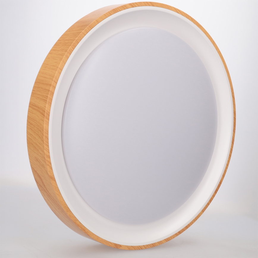 Brilagi - LED димируемо таванно осветително тяло FLOCO LED/48W/230V Ø 40 cm дървесен декор/бял + дистанционно управление